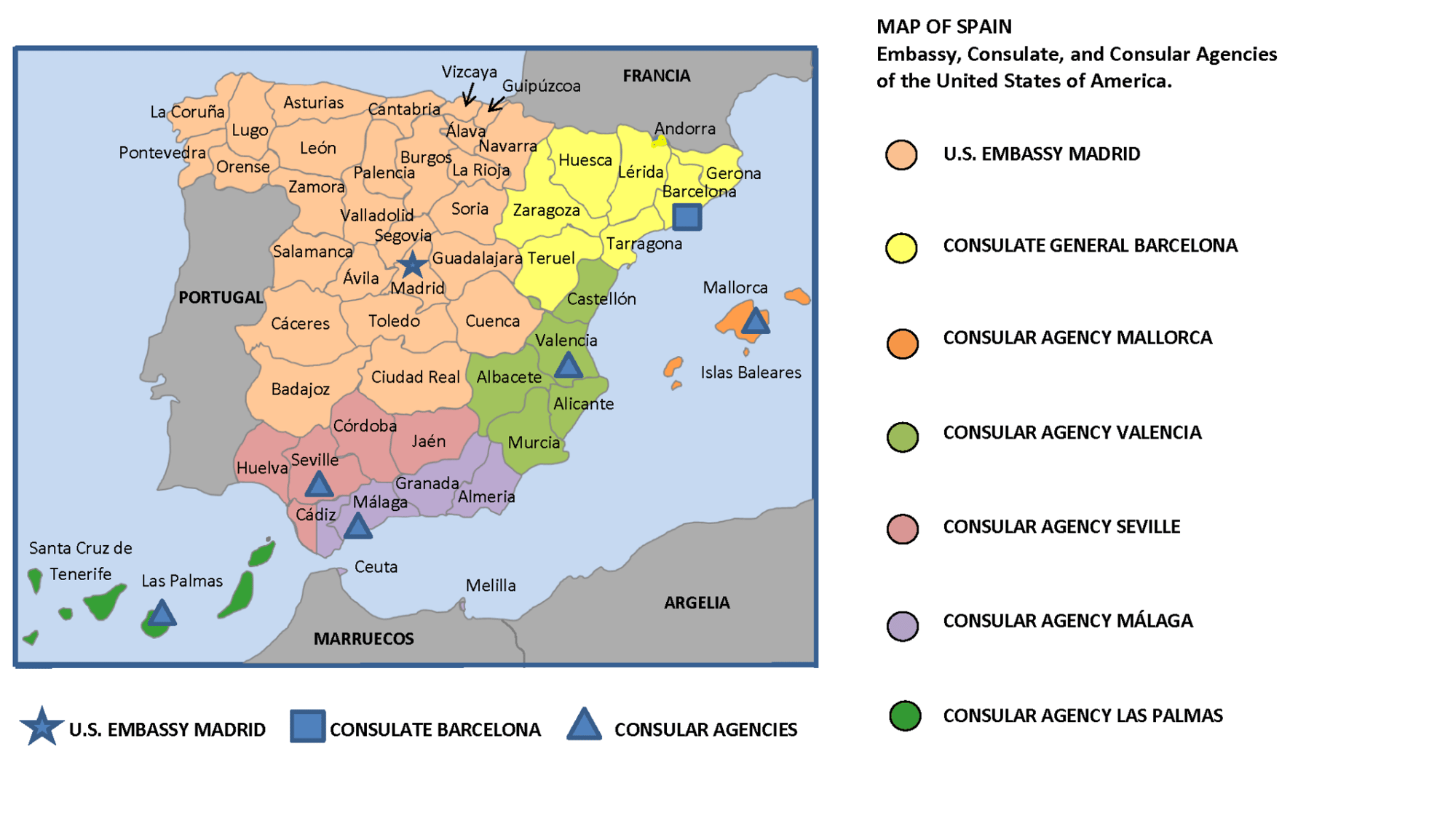 Americas Linkage 2025 - Spain - Consular Map Americas Linkage 2025 - Spain - Consular Map